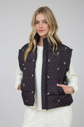 Polka Dot Bow Puffer Vest