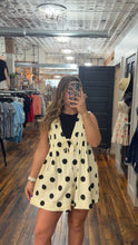 Load image into Gallery viewer, Black &amp; Cream Easy Flow Polka Dot Romper