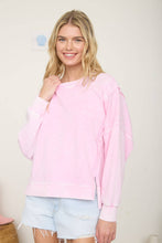 Load image into Gallery viewer, ACID WASH LONG SLEEVE SIDE SLIT KNIT TOP: Black