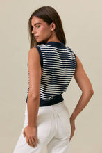 Load image into Gallery viewer, Navy &amp; White Stripe Crop Tank