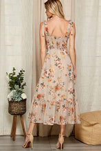 Load image into Gallery viewer, Nude Bloom Tie-Strap Midi Dress