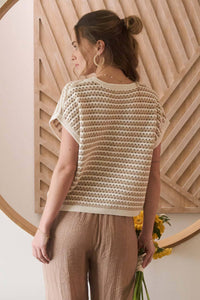 Khaki Stripe Crochet Top