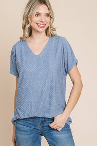 Denim Swiss Dot Top