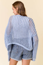 Load image into Gallery viewer, Blue Crochet Fishnet Cardigan