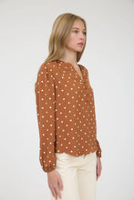 Load image into Gallery viewer, Black Polka Dot Henley Top