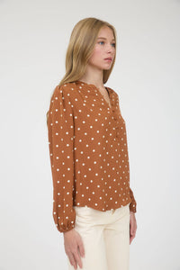 Black Polka Dot Henley Top
