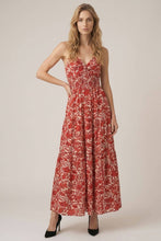 Load image into Gallery viewer, Red Twist Smocking Asymmetrical Maxi Dress