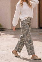 Load image into Gallery viewer, Olive Camo Wide Leg Utility Denim Pants