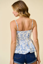 Load image into Gallery viewer, Blue Floral Baby Doll Bubble Cami