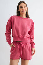 Load image into Gallery viewer, Plum Pink Mineral Wash Luxe Cropped Sweatshirt