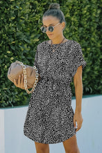 Load image into Gallery viewer, Crew Neck Waist Tie Leopard Dress