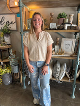 Load image into Gallery viewer, Beige Notched Neckline Top