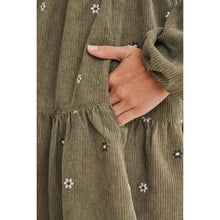 Load image into Gallery viewer, OLIVE MEADOW MARKET ARTISAN DAISY EMBROIDERED CORDUROY MINI DRESS