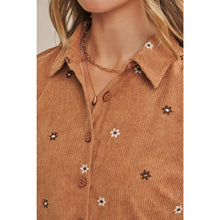 Load image into Gallery viewer, OLIVE MEADOW MARKET ARTISAN DAISY EMBROIDERED CORDUROY MINI DRESS