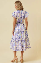 Load image into Gallery viewer, Periwinkle Floral Tiered Midi Dress