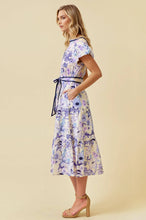 Load image into Gallery viewer, Periwinkle Floral Tiered Midi Dress