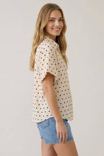 Load image into Gallery viewer, Cream Polka Dot Bubble Sleeve Top