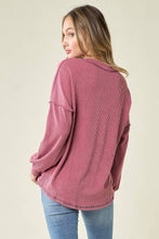 Load image into Gallery viewer, Wine V-Neck Ribbed Top