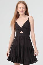 Load image into Gallery viewer, Black Eyelet Twist Front Dress