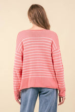 Load image into Gallery viewer, Pink Scoop Neck Striped Sweater