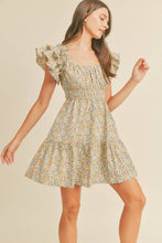 Load image into Gallery viewer, Floral Flutter Sleeve Mini Dress