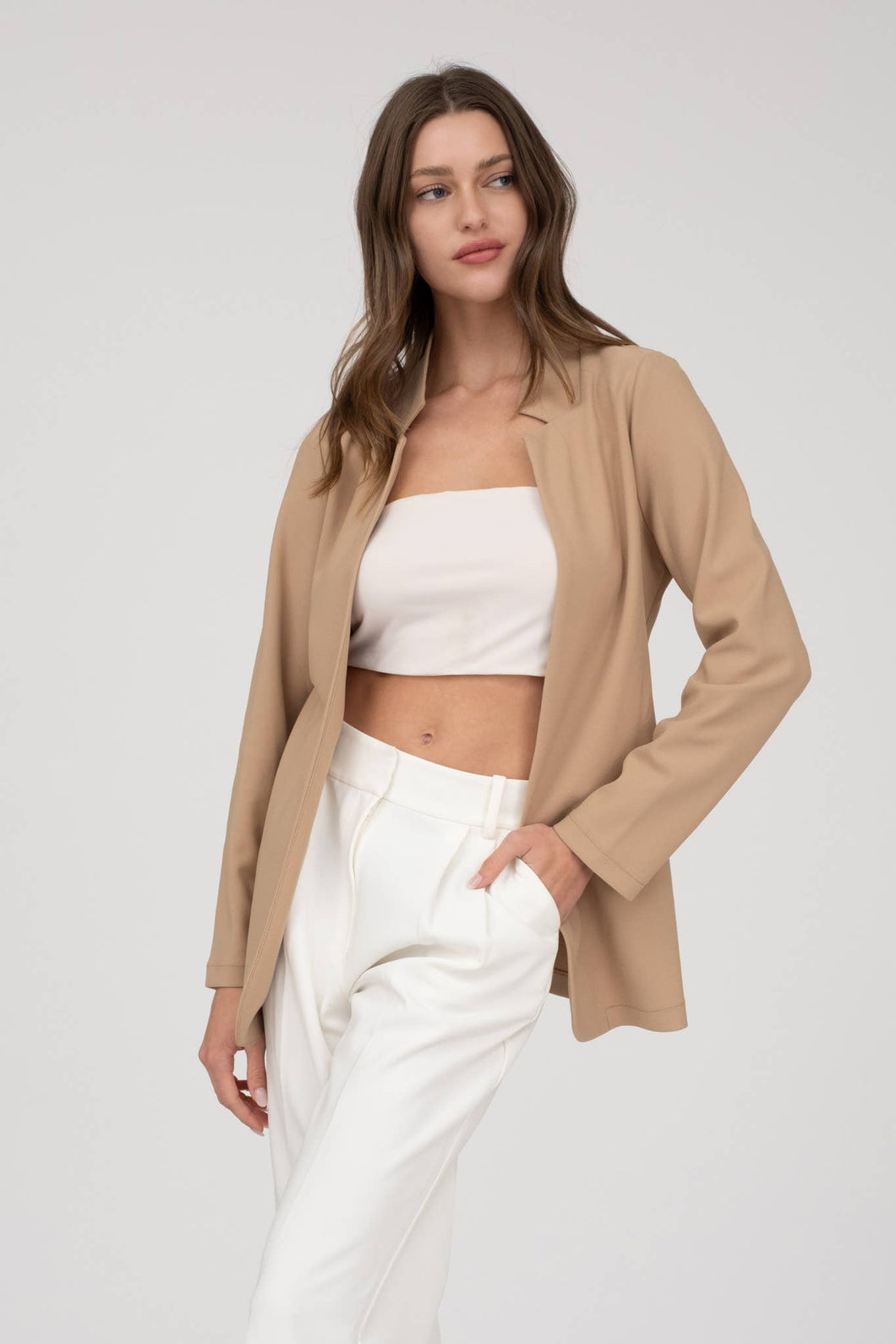 Khaki Long Line Blazer