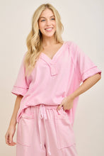 Load image into Gallery viewer, Ashed Black Mineral Washed V-neck Top