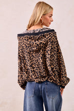Load image into Gallery viewer, Leopard Print Waffle Half Zip Up Hoodie w/Pocket