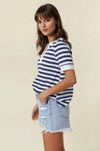 Load image into Gallery viewer, Navy Striped V-Neck Top