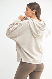 Drift Burnout Fleece Snap Hoodie in Natural