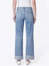 Load image into Gallery viewer, Vervet Mid Rise Distressed Cuffed Slim Wide Jean