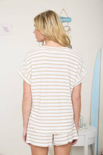 Load image into Gallery viewer, Khaki Textured Stripe Short Sleeve Top