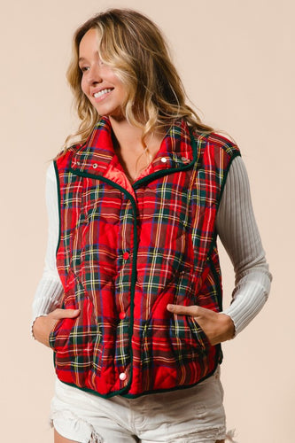 Vintage Christmas Plaid Quilting Vest