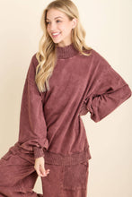 Load image into Gallery viewer, Hot Cocoa Mineral Washed Ribbed Mock Neck Sweatshirt