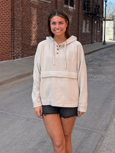 Load image into Gallery viewer, Drift Burnout Fleece Snap Hoodie in Natural