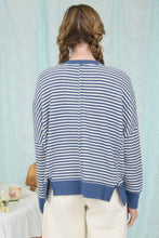 Load image into Gallery viewer, Blue Stripe Exposed Seam Top