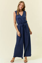 Load image into Gallery viewer, Indigo V-Neck Brushed Modal Wide Leg Jumpsuit