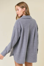 Load image into Gallery viewer, Grey Fleece Button-Down Shacket