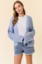 Load image into Gallery viewer, Blue Crochet Fishnet Cardigan