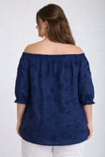 Load image into Gallery viewer, Navy Embroidered 3D Floral Top