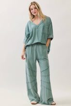Load image into Gallery viewer, Moss Green Mineral Washed Seam on Knees Solid Pants