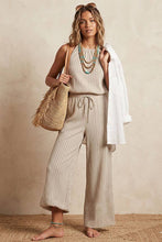 Load image into Gallery viewer, Striped Tank &amp; Drawstring Wide Leg Pants Set