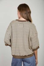 Load image into Gallery viewer, TEXTURED STRIPE DROP SHOULDER KNIT TOP: LIGHT DENIM