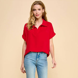 Red Solid Basic Top