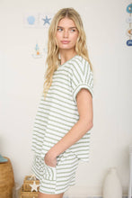 Load image into Gallery viewer, Olive Stripe Short Sleeve Top