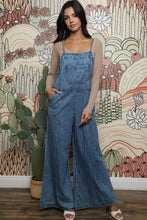 Load image into Gallery viewer, Denim Flare Leg Overalls Jumpsuit