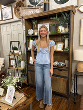 Load image into Gallery viewer, Light Blue Embroidery Tie Top