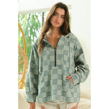 Load image into Gallery viewer, Denim Washed Checkered Pullover