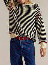 Load image into Gallery viewer, Black &amp; Cream Dropped Shoulder Sweater