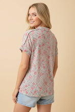 Load image into Gallery viewer, Mint Floral Ribbed Top